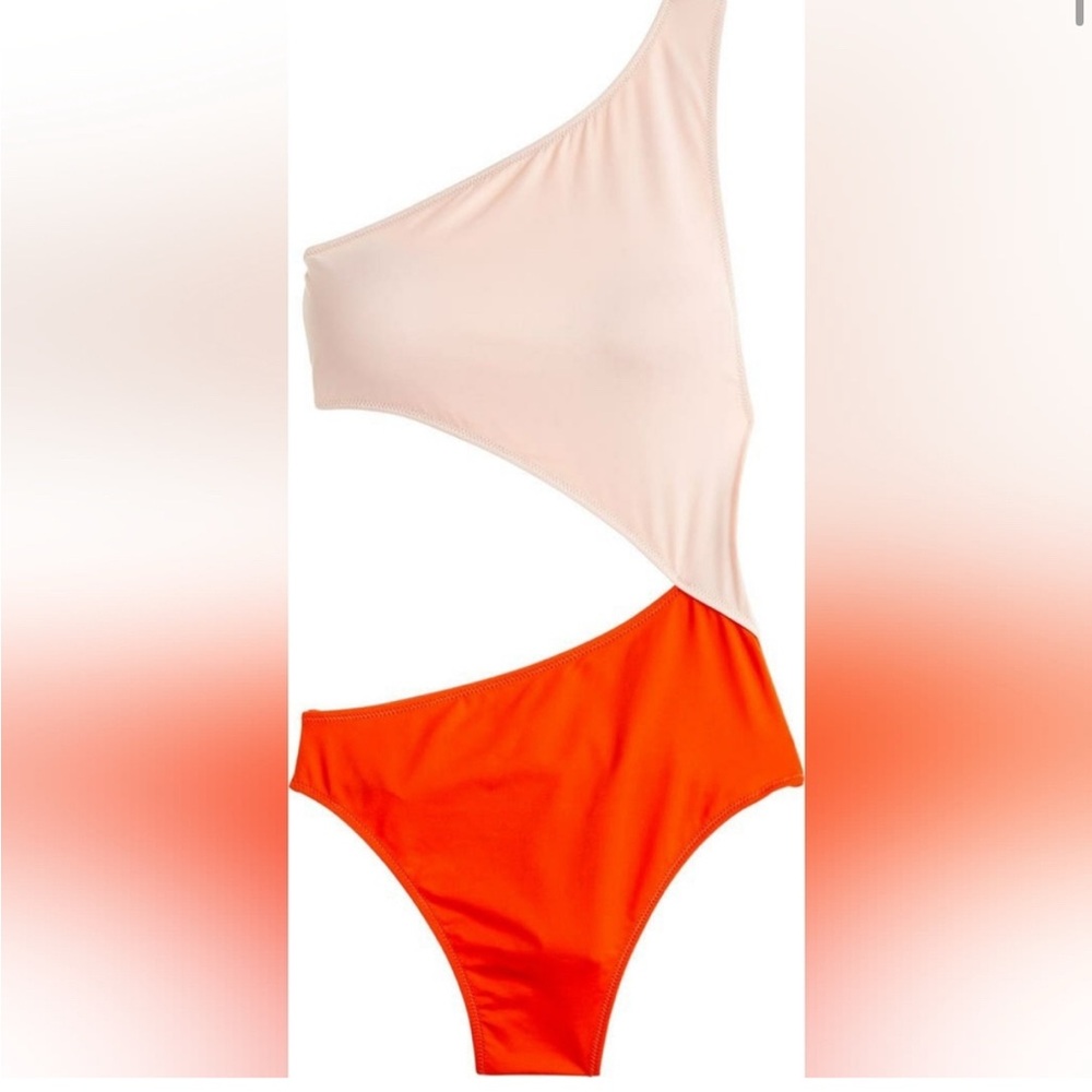 J Crew Playa one shoulder colorblock swimsuit